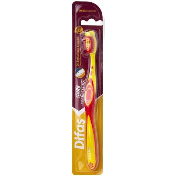 BROSSE A DENTS Love Your Teeth Medium Hard ROUGE-JAUNE DIFAS 

