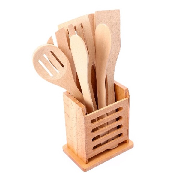 LOT DE 7 CUILLIERES ET SPATULES EN BOIS MIGOS 