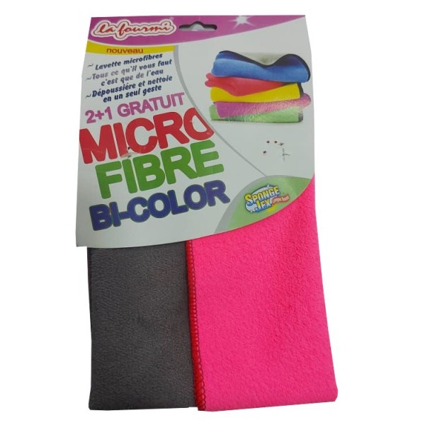 LAVETTE MICROFIBRE BI-COLOR 2+1 GRATUIT