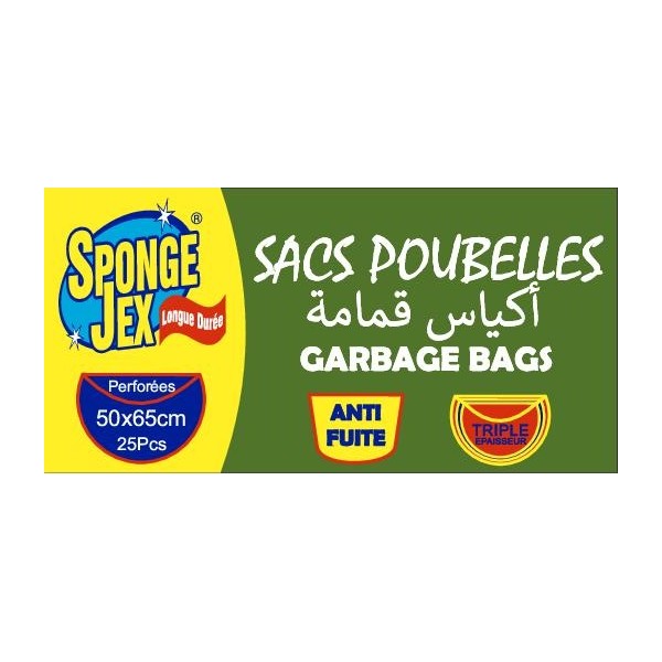 SACS POUBELLE SPONGE-JEX 50X65 NOIR -25-