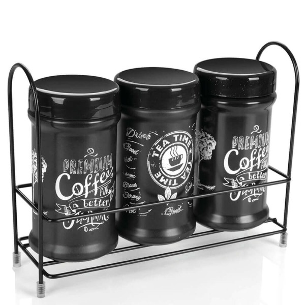 KIT BOCAL EN VERRE CAFE NOIR 3 X 660 ML METAL