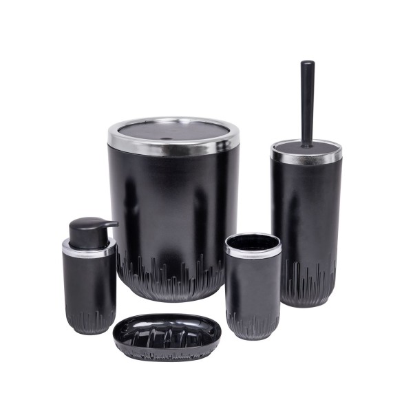 KIT SALLE DE BAIN CHROME-NOIR 5PCS HEREVIN