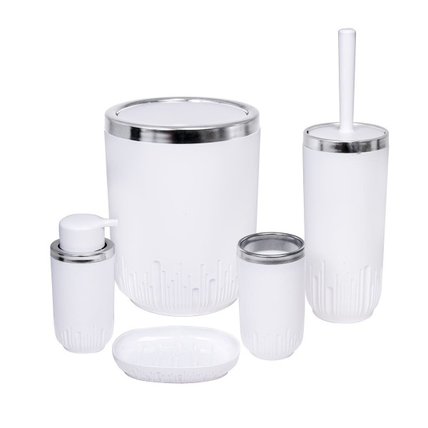 KIT SALLE DE BAIN CHROME-BLANC 5PCS HEREVIN