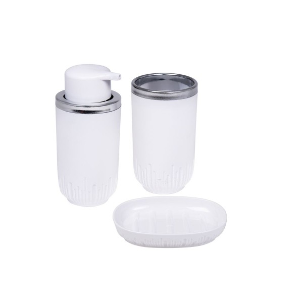 KIT SALLE DE BAIN CHROME-BLANC 3PCS HEREVIN