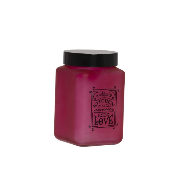 BOCAL CARRE 1.5L DECORE LOVE-ROUGE HEREVIN
