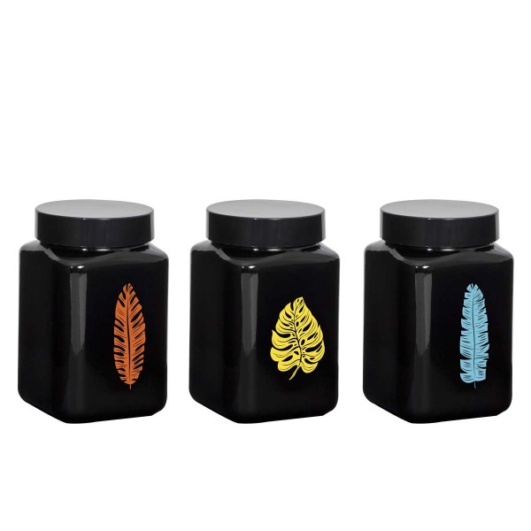 BOCAL CARRE 1.5L DECORE NOIR 3 COULEURS HEREVIN