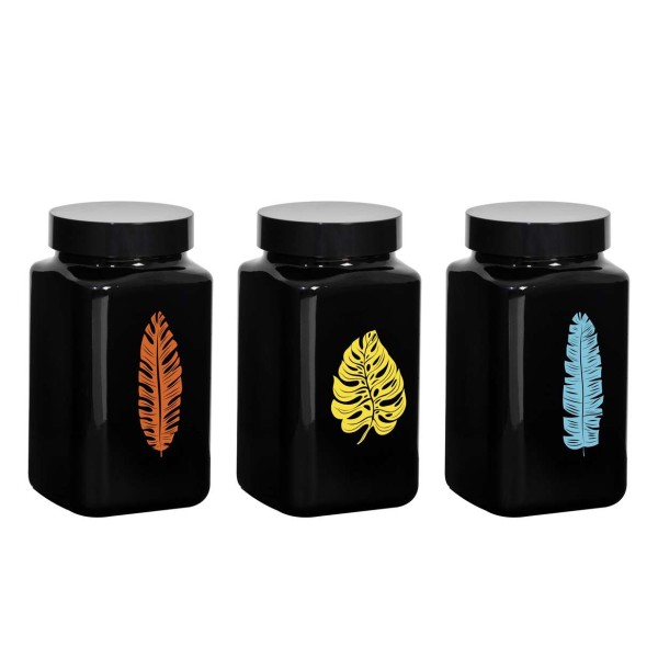 BOCAL CARRE 2L DECORE NOIR 3 COULEURS HEREVIN