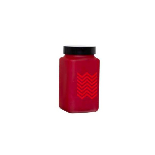 BOCAL CARRE 2L DECORE ZIGZAG-ROUGE HEREVIN