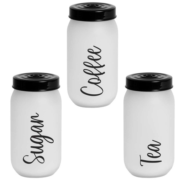 BOCAL 1L WHITE IMP. Tea-Coffee-Sugar HEREVIN
