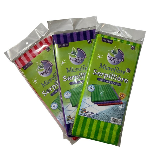 SERPILLIERE MICROFIBRE RAYE 50x70 HYGIENE -1-